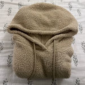 Shein Tan Teddy Crop Hoodie